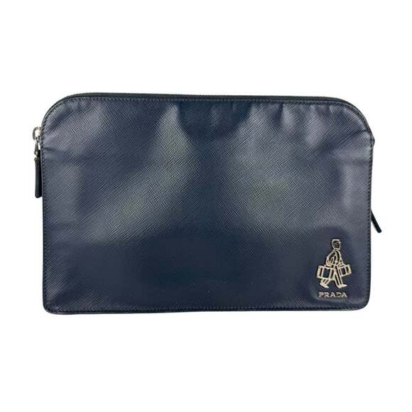 Prada PRADA Clutch Bag/Second Bag Leather Navy Men's z7050